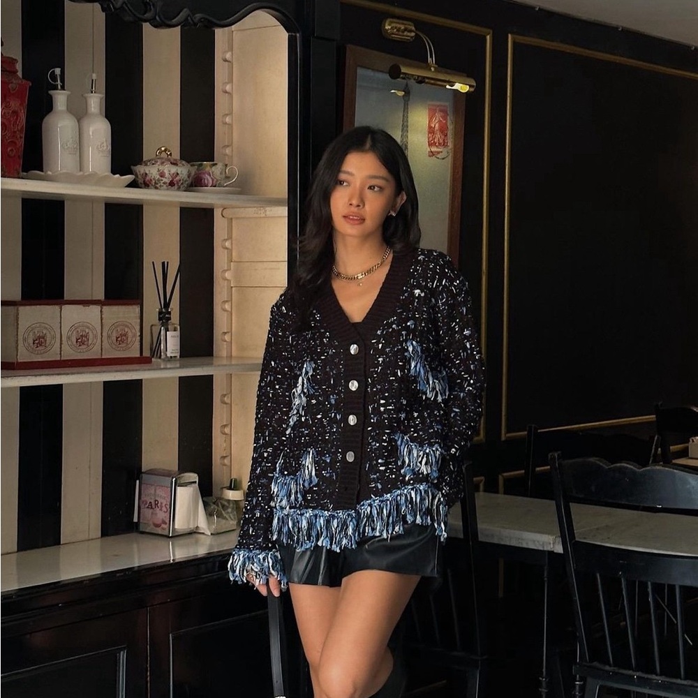 Tweed cardigan, designer quality